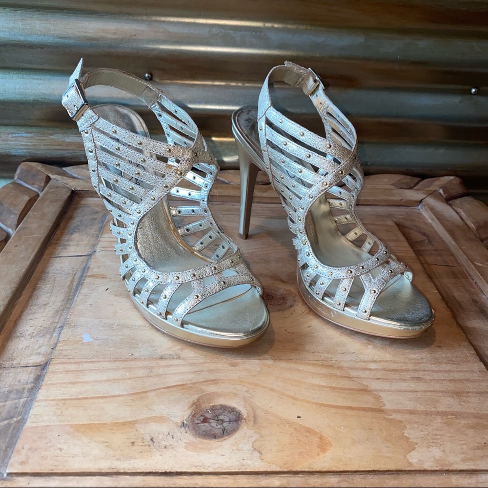 Jessica Simpson gold heels